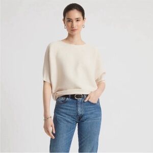 The Reset R Label Ribbed Short Sleeve Pullover Sweater in Cream Size Large / XL